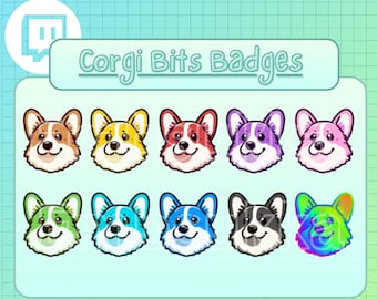 Corgi Twitch Badges / Stream Bit Badges / Kawaii Cute Twitch Graphics Bits Cheer Dog