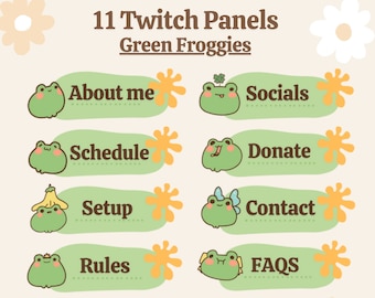 11 Green Froggy Panels Twitch/Cosy/Cute