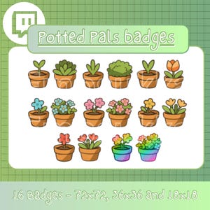 Succulent Twitch Sub Badges: Cozy Nature Streamer Graphics (Digital Download)