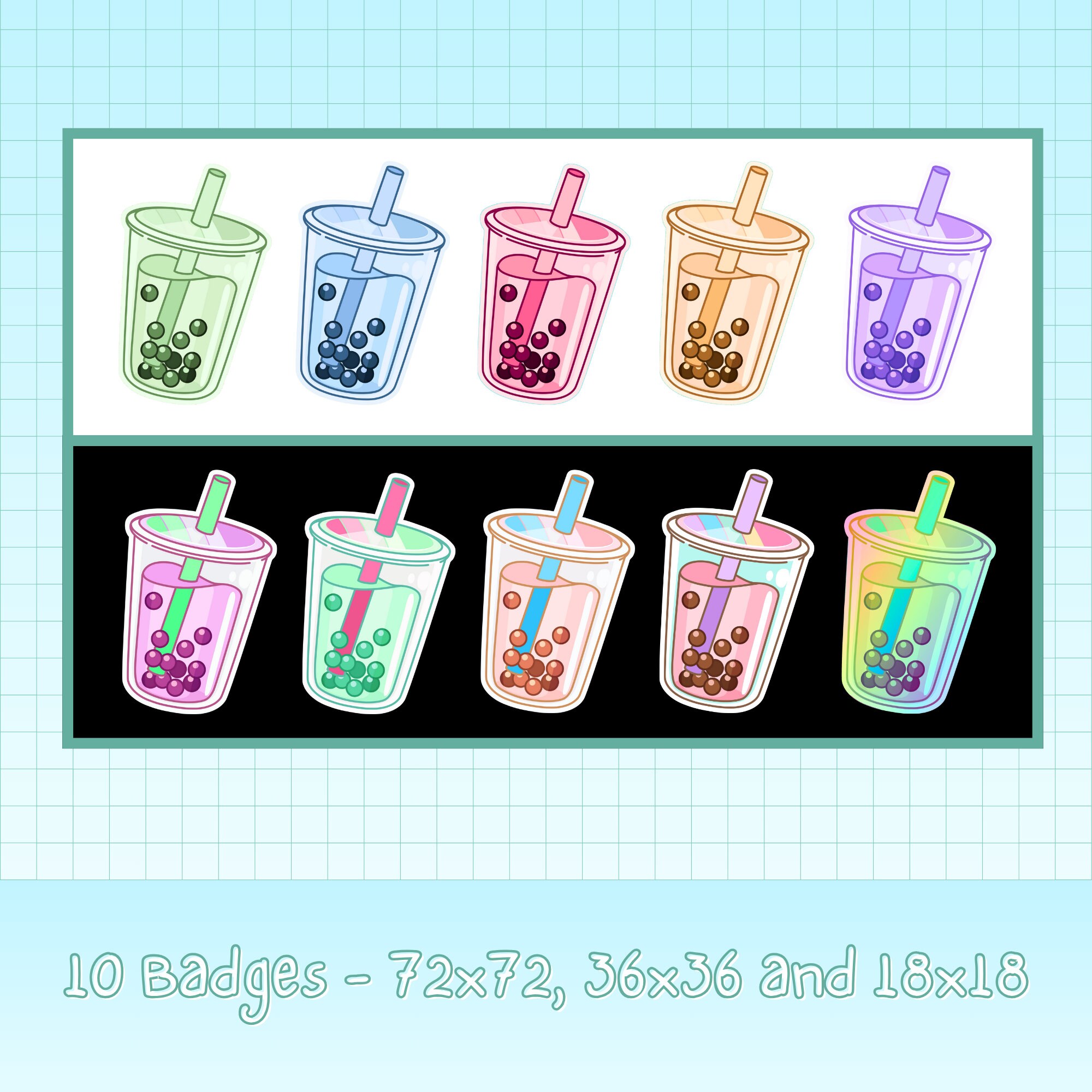 BUBBLE TEA Twitch Badges / Stream Bit Badges / Boba Tea Cute Kawaii ...
