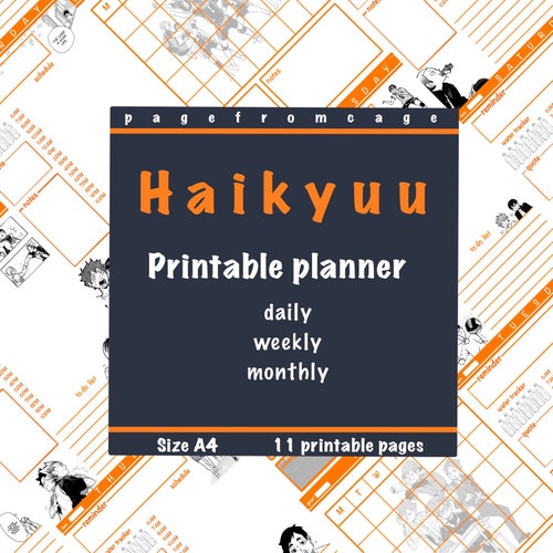 hailyuu planner printable pdf digital download anime etsy