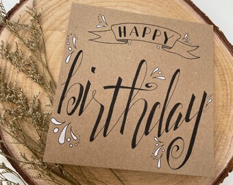 Birthday Card "Birthday Splash", Birthday Card, Greeting Card Handlettering, Folded Card, Happy Birthday, Handmade