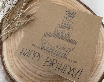Birthday Card "Birthday Cake", Birthday Card, Greeting Card Hand lettering, Folding Card, Happy Birthday, Birthday Cake