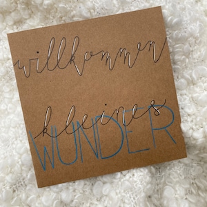 Tarjeta para el nacimiento "Pequeño Milagro", nacimiento, tarjeta de felicitación hand lettering, tarjeta plegable, para el nacimiento, hecha a mano