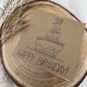 Birthday Card &quot;Birthday Cake&quot;, Birthday Card, Greeting Card Hand lettering, Folding Card, Happy Birthday, Birthday Cake