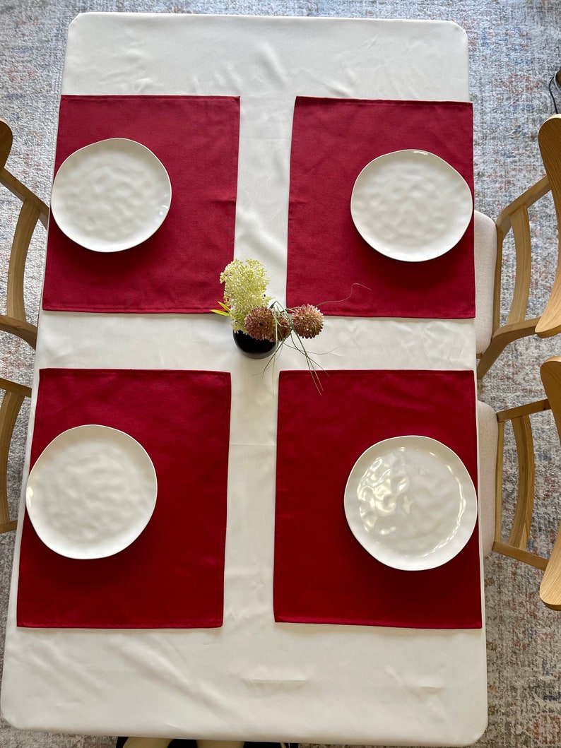 Red Placemats Set of 4durable Placemats Etsy