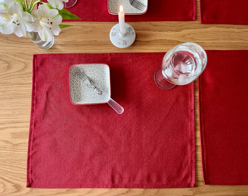 Red Placemats Set of 4durable Placemats Etsy
