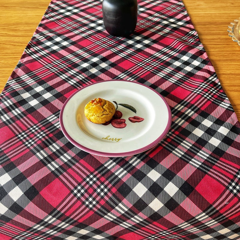 Blackadder Tartan Crest Table Runner - Cotton table runner