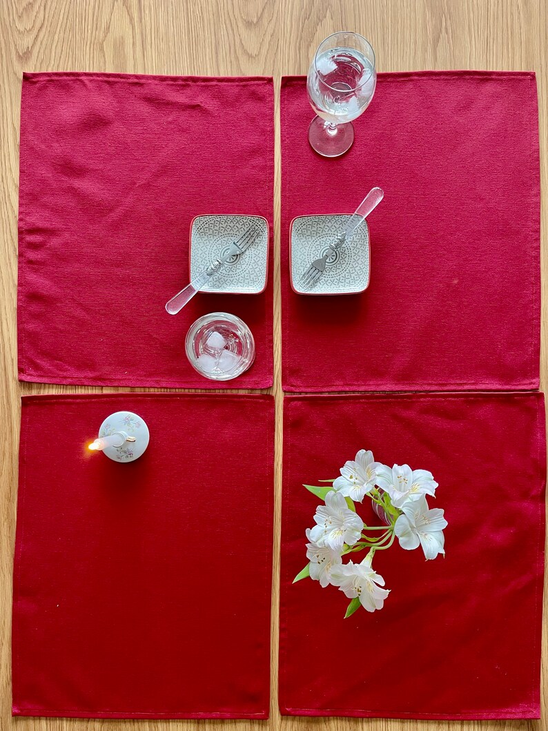 Red Placemats Set of 4durable Placemats Etsy