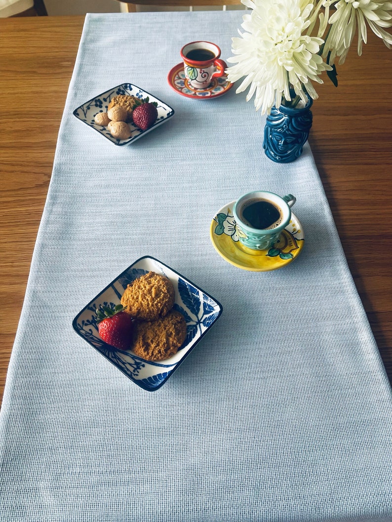 Double Sided Pastel Blue Table Runner With Little Glitter Effect Easter
