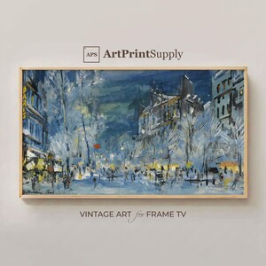 Winter Paris Painting for Samsung Frame TV: Snowy Vintage Scene (Digital Download)