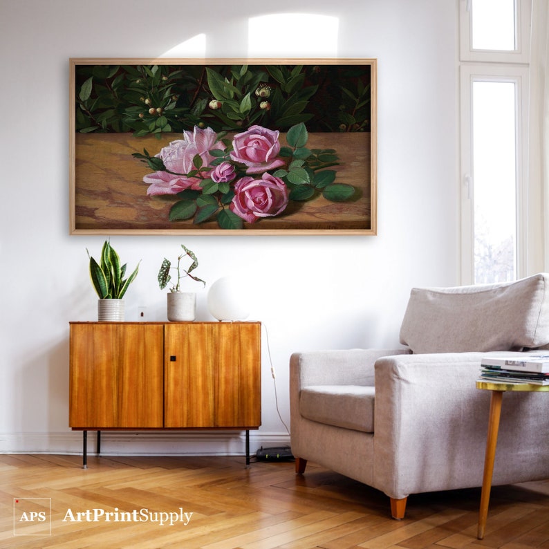 Samsung Frame TV Art Roses Oil Painting Vintage Flower Etsy