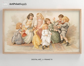 Arte infantil vintage de Navidad para Samsung Frame TV (descarga digital)