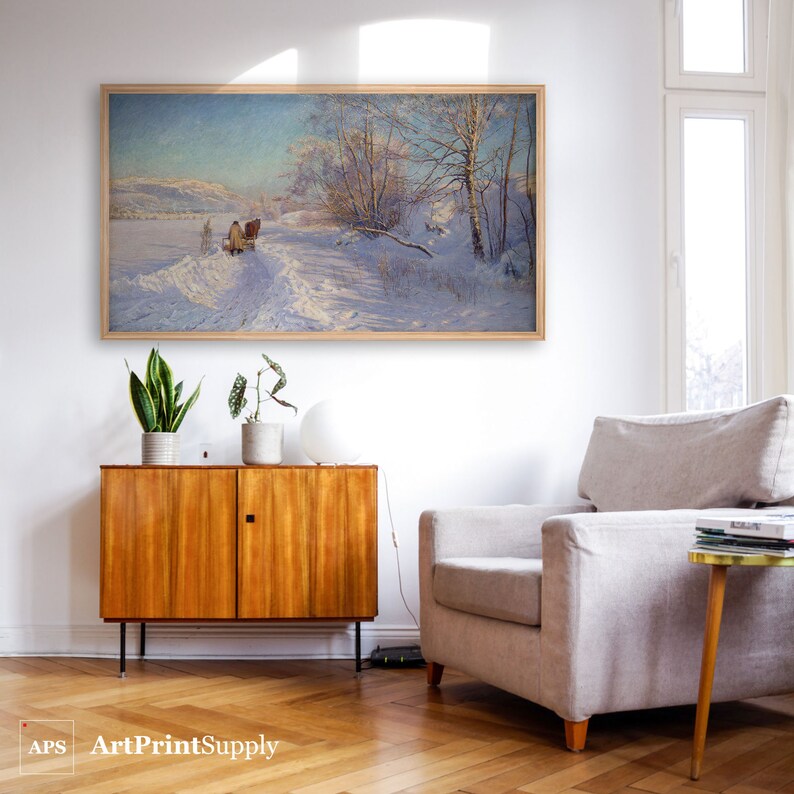Samsung Frame TV Art Vintage Winter Snowy Landscape Painting - Etsy
