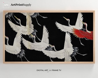 Japanese Crane Art: Vintage Flying Birds for Samsung Frame TV (4K Digital Download)