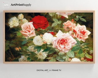 Samsung Frame TV Art Bouquet of Roses Oil Painting Vintage - Etsy