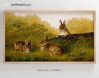 Vintage Rabbit Illustration: Farmhouse Easter Frame TV Art (Digital Download)
