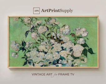 Van Gogh Roses Art for Samsung Frame TV Art: Vintage Floral Painting (Digital Download)