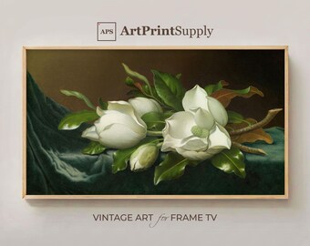 Bodegón de magnolias: Arte floral vintage para TV con marco (Descarga digital)