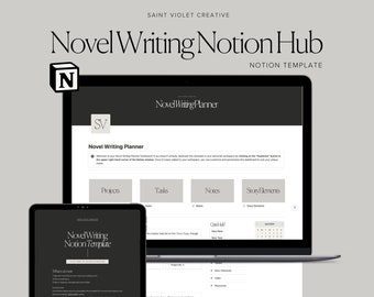Novel Writing Notion Planner Notion Template for Authors Writers Novel Writing Digital Planner for Author Planner Plot a Novel Book Writer