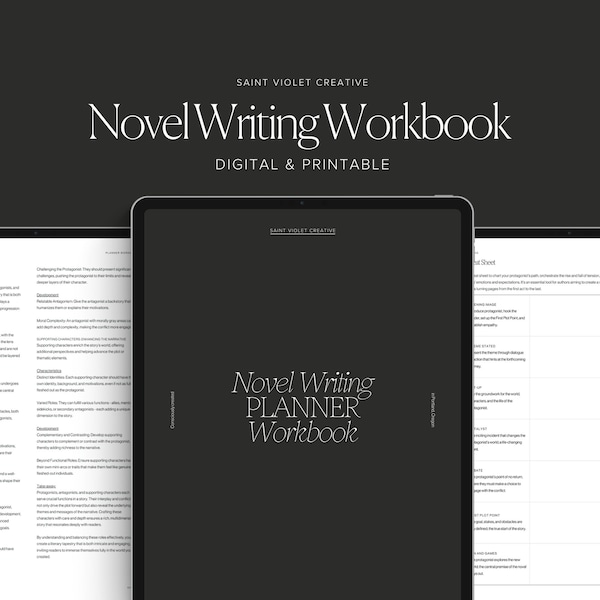 Novel Writing Digital Planner for Author Planner Plot a Novel Writer Gift Printable How to Write Workbook Creative Planner Writing Journal