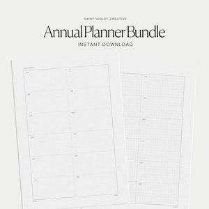 Printable Annual Planner Bundle Year-at-a-Glance A5 Planner Inserts ADHD Planner Perpetual Calendar Refillable Inserts