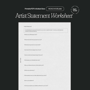 Printable Artist Statement Worksheet for Artists Printable Planner Insert Art Resource Creative Planner Downloadable PDF Exhibition Prompts