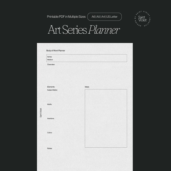 Printable Art Series Planner for Artists and Designers Printable Project Planner Creative Project Management Downloadable Planner Insert PDF