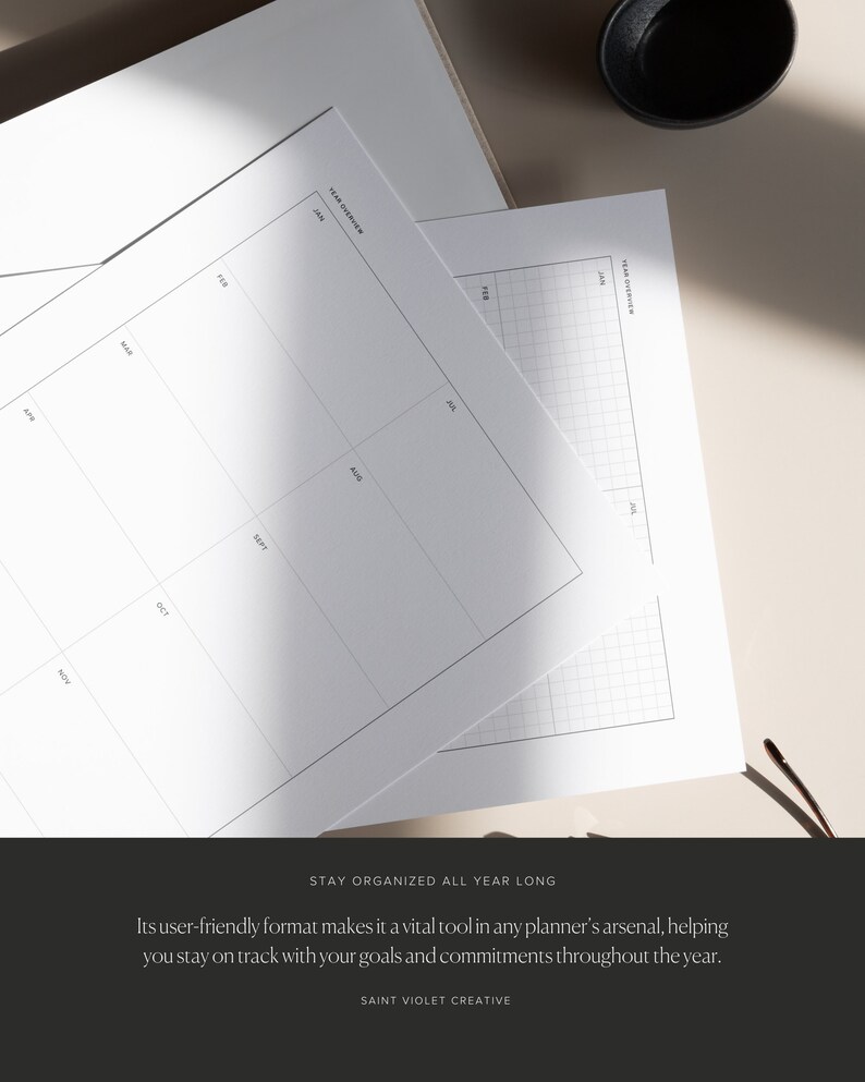 A5 Planner Inserts Annual Planner Bundle Yearly Planner Printable PDF Year-at-a-Glance ADHD Planner Refillable