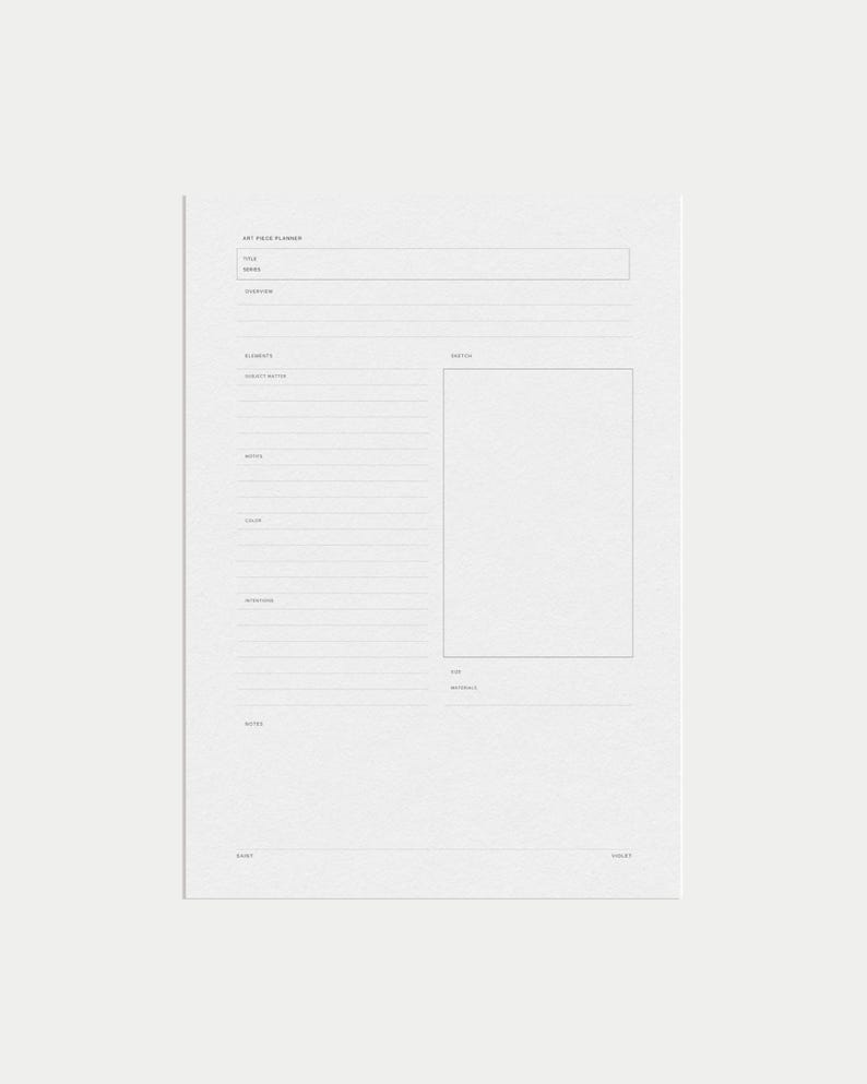 Printable Creative Project Planner for Artists A5 Inserts Art Piece Planner Graphic Design Gift for Designers Art Project Management One Page Planner Project Tracking Sheets Creative Brief Organizer