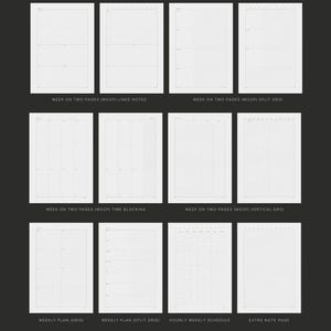 Printable weekly planner set with ADHD planner inserts Hobonichi Cousin weekly task list productivity planner and undated planner layouts in A5 US Letter and A4 PDF formats