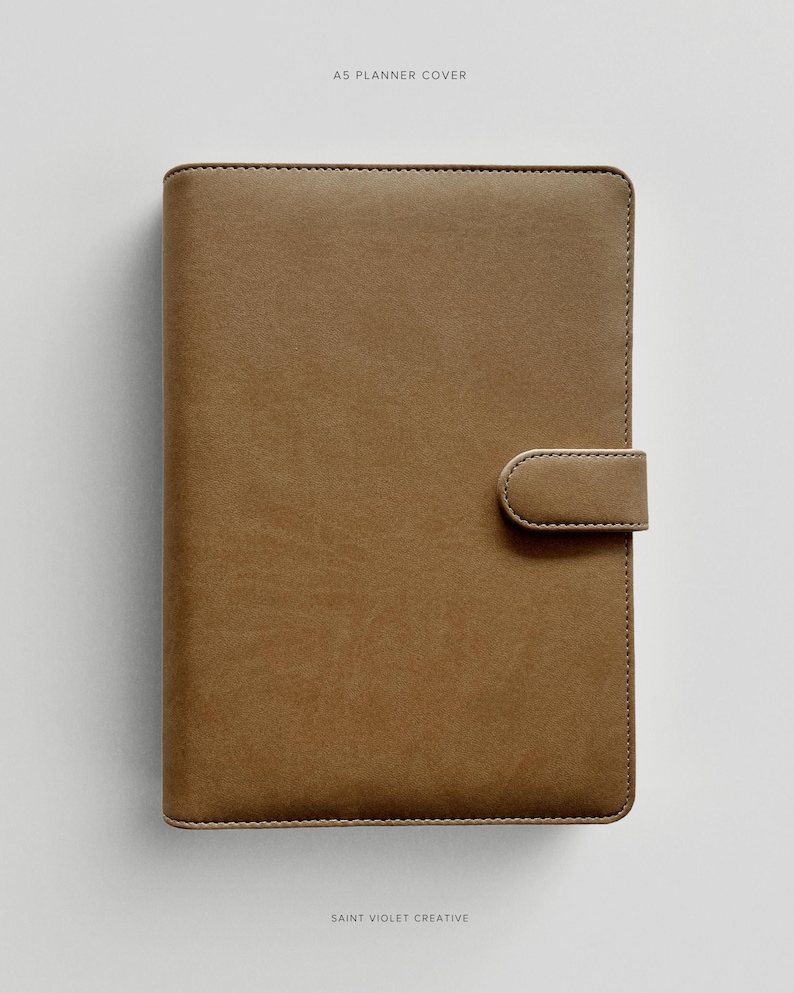 Black or Fawn A5 6-Ring Binder Vegan Leather Faux Leather Planner Cover with Magnetic Closure and Multiple Pockets Perfect for A5 Inserts and Personal or Business Planning Organizer with Pen Loop