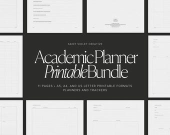 Printable Academic Planner Bundle College Study Planner Printable Assignment Tracker Weekly Schedule Student Planner Semester A5 Planner PDF
