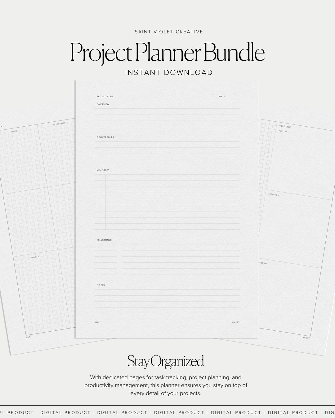 Project Planner Bundle Project Management Template Task Tracker ...