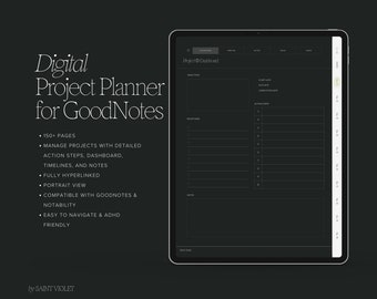 Digitaler Projektplaner Digitaler Planer GoodNotes ADHS Digitaler Planer Projektmanagement Project Tracker Akademischer Planer iPad Planner