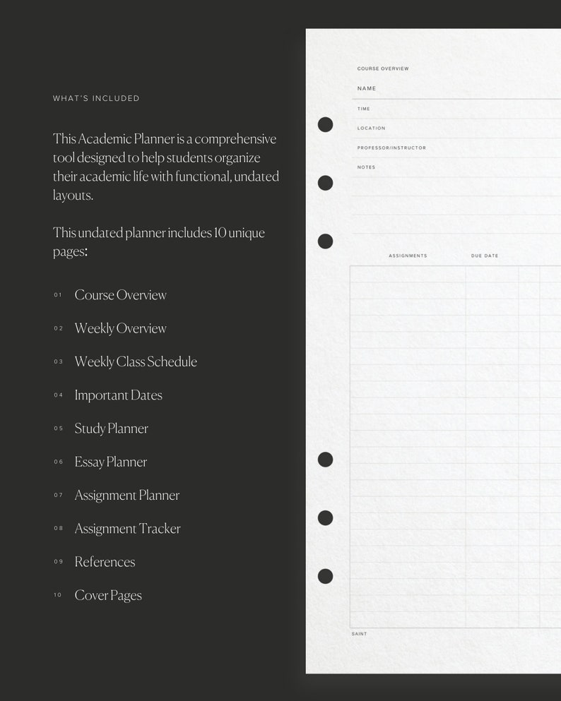 Printable Academic Planner Bundle College Study Planner Printable ...