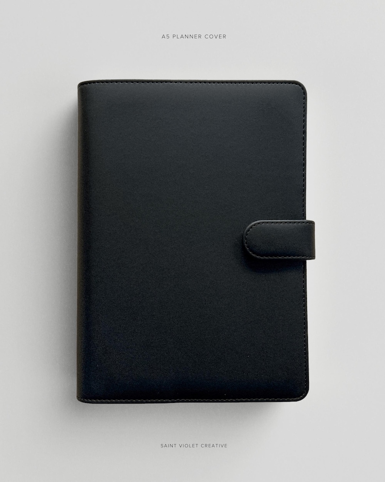 A5 Planner Binder Faux Leather 6 Ring Binder Vegan Leather with Magnetic Closure and Pockets Available in Black or Fawn Organizer for A5 Planner Inserts Perfect for 2025 Planning and Daily Organization