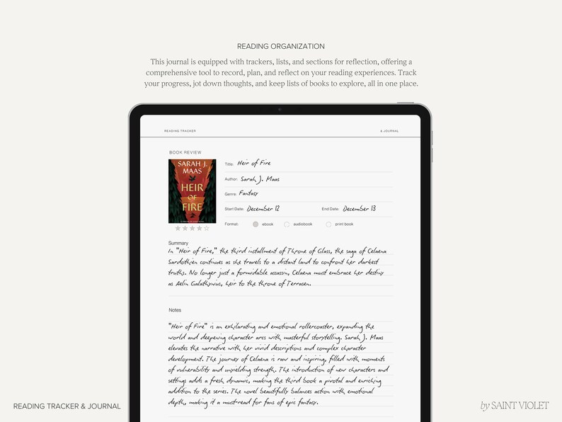 Reading Tracker Journal Book Review Template Book Tracker Printable ...