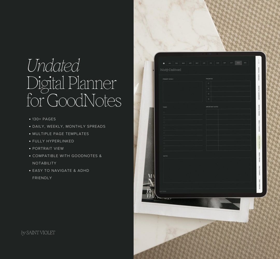 Undated Digital Planner Goodnotes ADHD Digital Planner Daily Planner ...