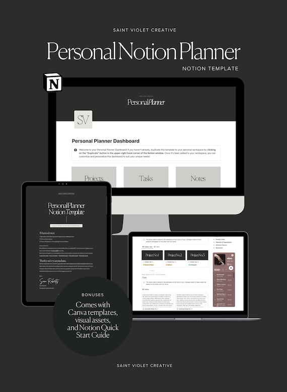 Notion Template ADHD Notion Project Management Notion Planner Digital Life Planner Aesthetic Notion Dashboard Reading Planner