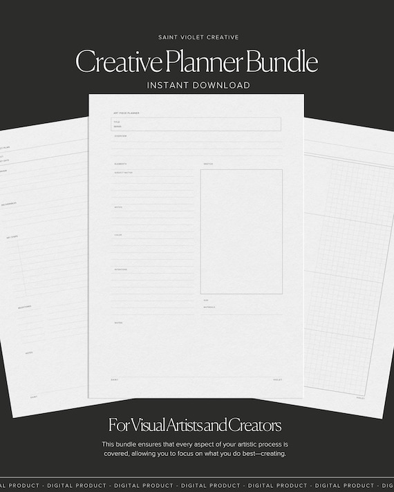 Creative Project Planner for Artists and Designers ADHD Planner Printable Graphic Designer Project Management Studio Planner for Crafters