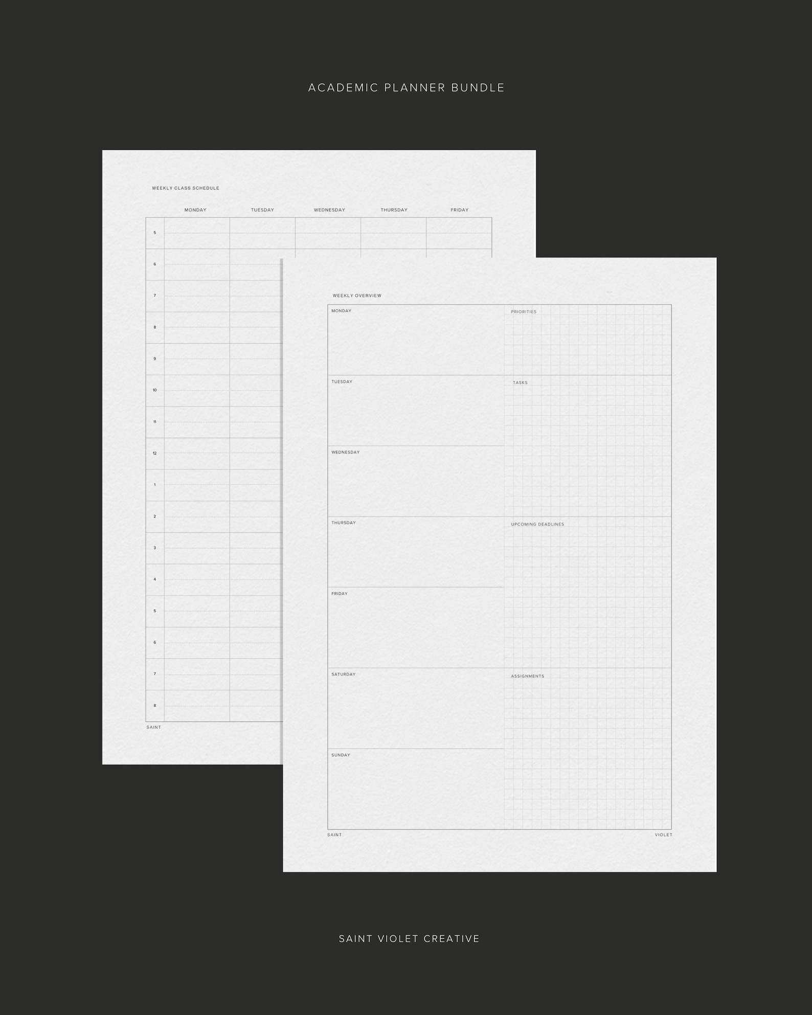 Printable Academic Planner Bundle College Study Planner Printable ...