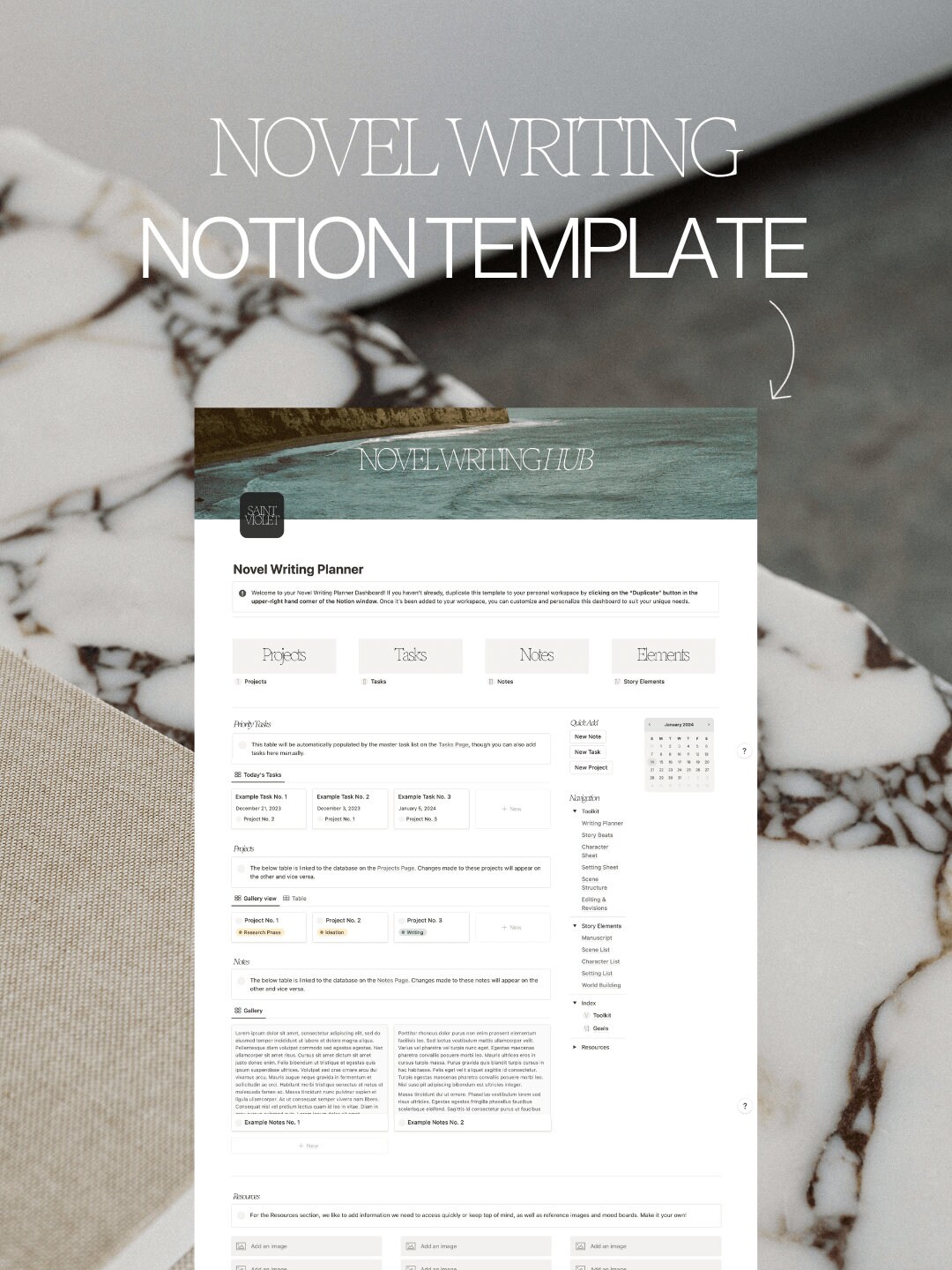 Novel Writing Notion Planner Notion Template for Authors Writers Novel ...