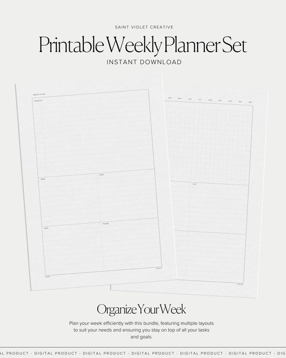 Weekly Planner Printable ADHD Planner A5 Planner Inserts Hobonichi Weekly Hourly Planner Productivity Planner Undated Weekly Work Schedule
