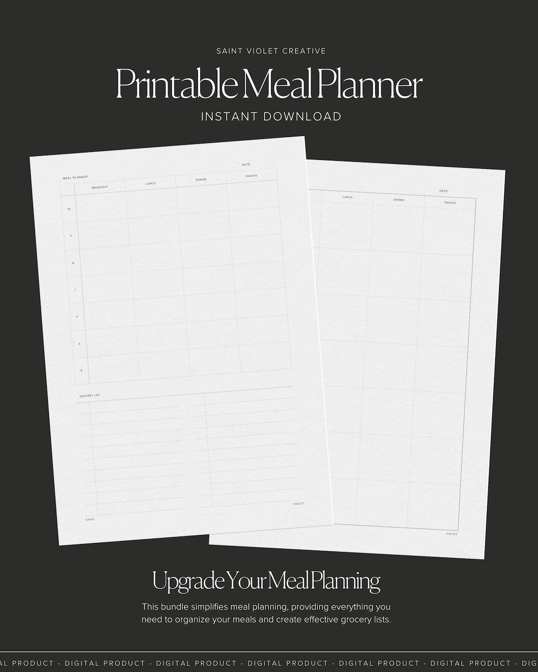 Meal Planner Bundle Weekly Meal Plan Printable Meal Prep Food Journal ...