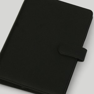 Vegan Leather 6-Ring A5 Binder Faux Leather Planner Cover with Pockets and Magnetic Closure Available in Black or Fawn Organizer for A5 Planner Inserts for Personal or Professional Planning and Journaling