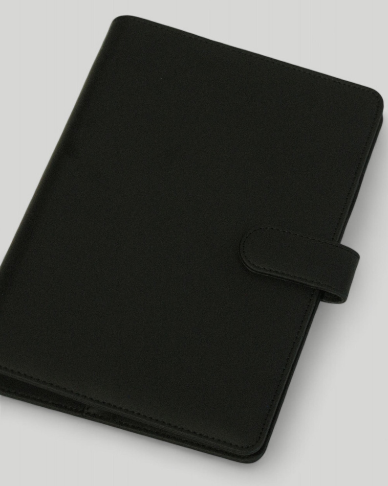 Vegan Leather 6-Ring A5 Binder Faux Leather Planner Cover with Pockets and Magnetic Closure Available in Black or Fawn Organizer for A5 Planner Inserts for Personal or Professional Planning and Journaling