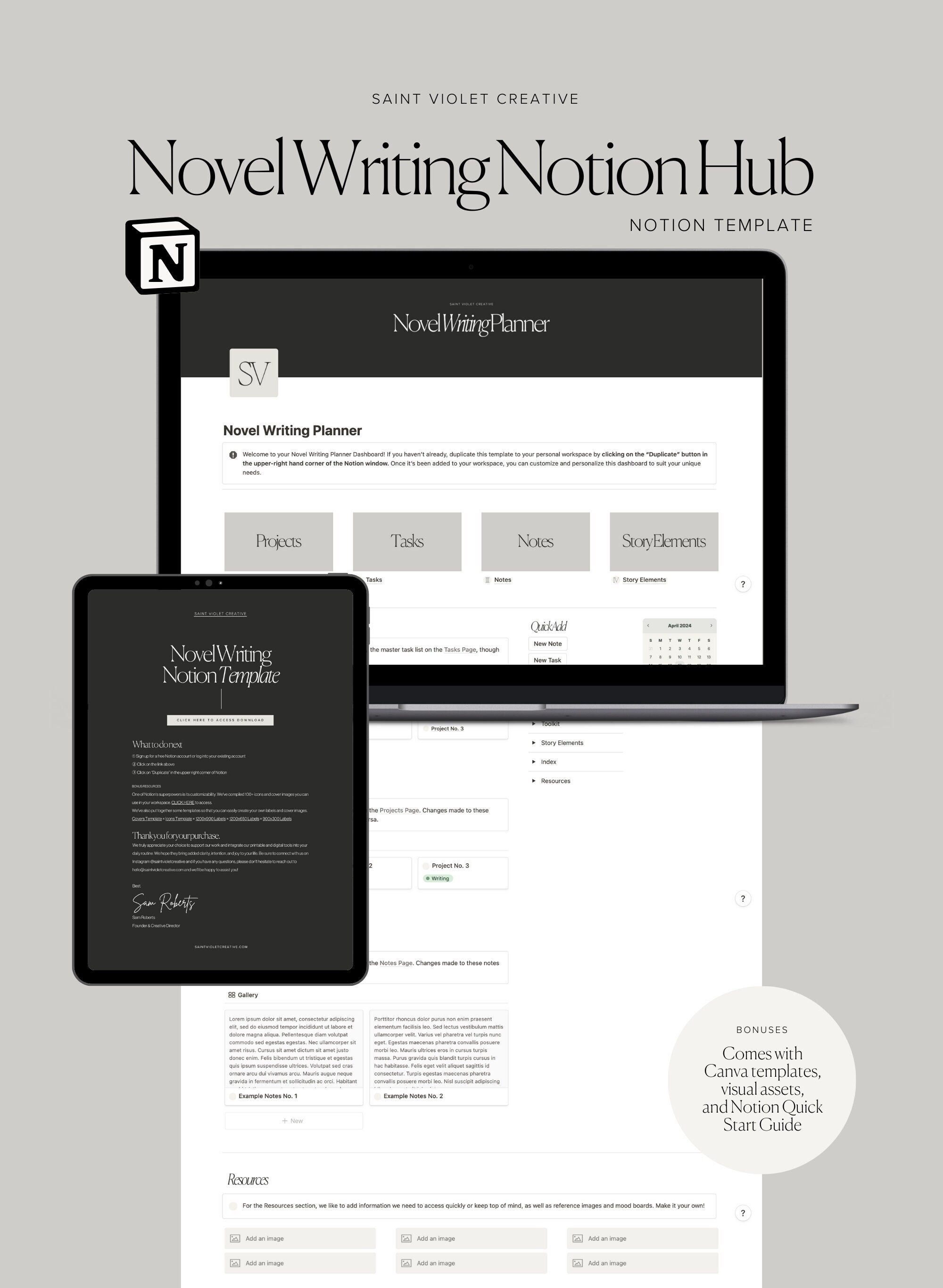 Novel Writing Notion Planner Notion Template for Authors Writers Novel ...