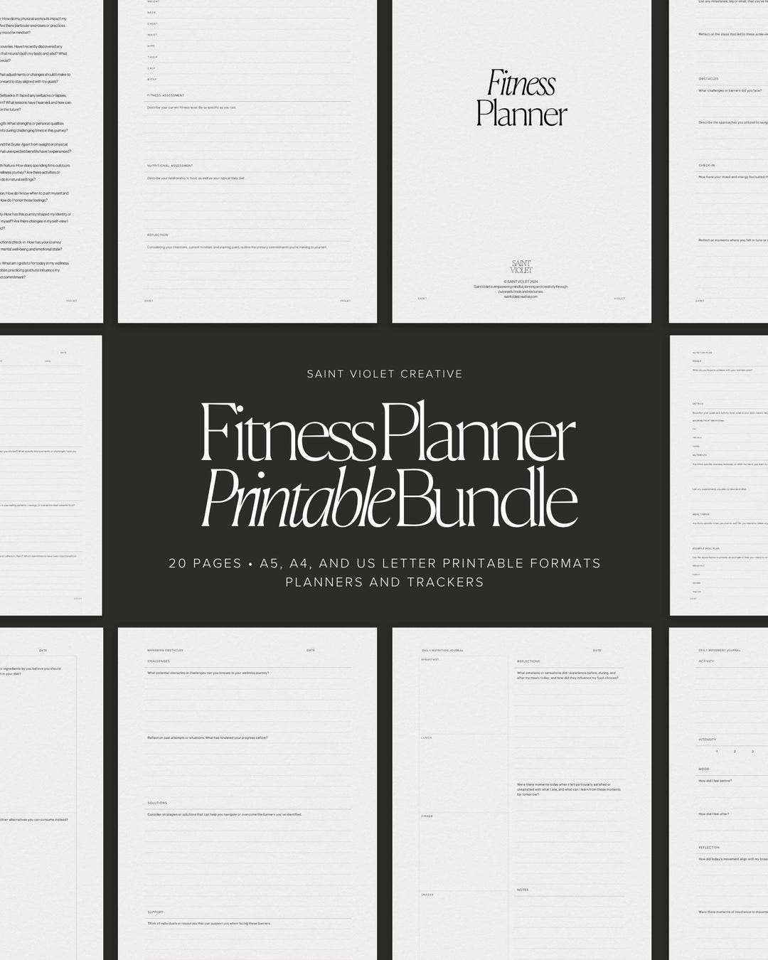 Printable Fitness Planner Bundle Weight Loss Tracker Fitness Tracker ...