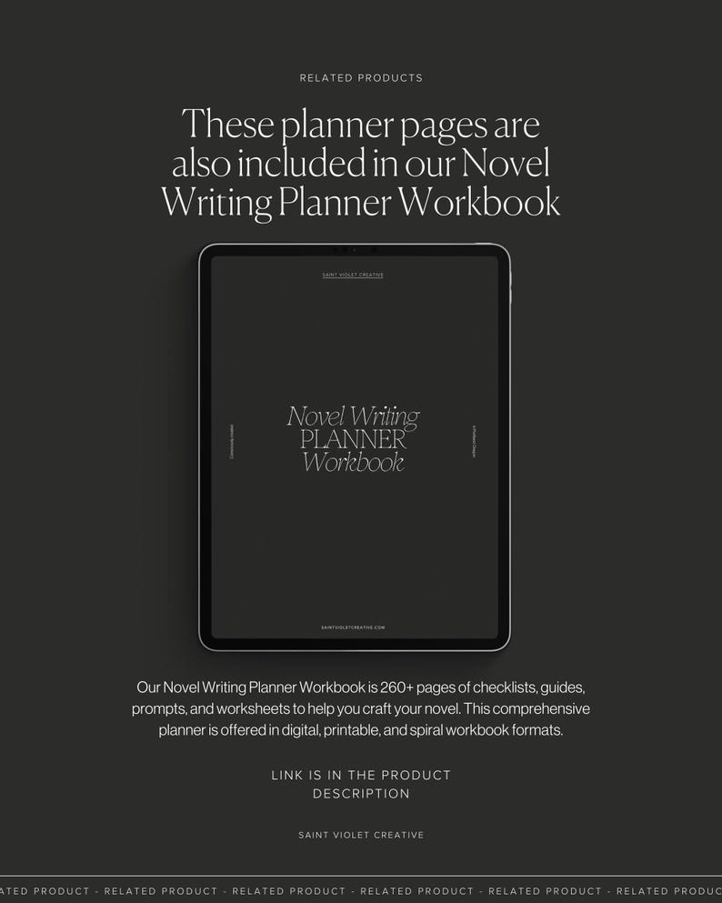 Printable Writing Digital Planner for Author Planner Plot a Novel